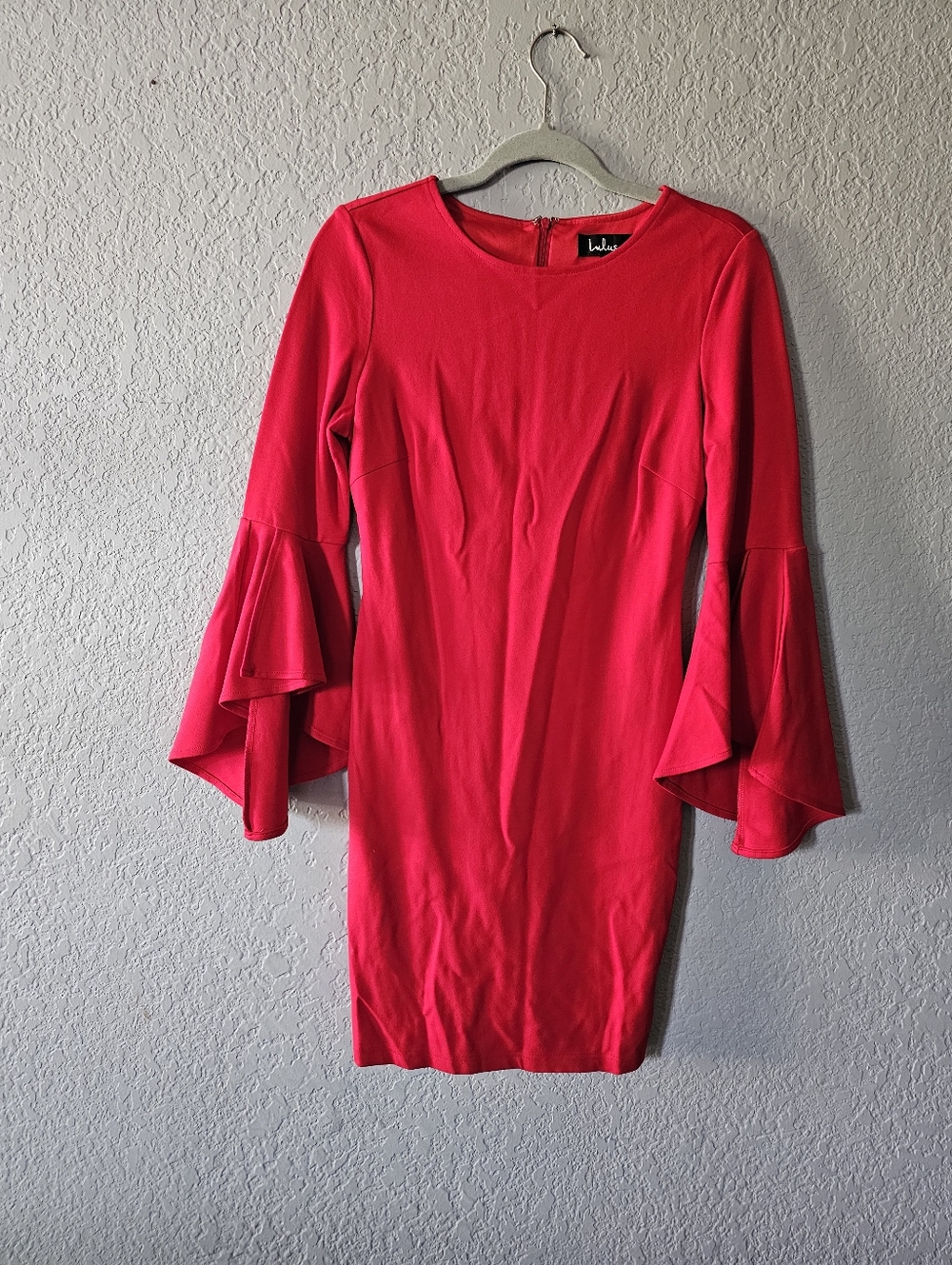 Lulu's Red Bell-Sleeve Sheath Dress